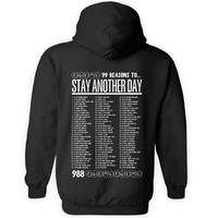 99 Reasons to Stay Another Day - Unisex Mental Health Awareness Hoodies, Crews, & Tshirts Sm-5x Long Sleeve Casual Crewneck Menswear Round Neck Classic Small