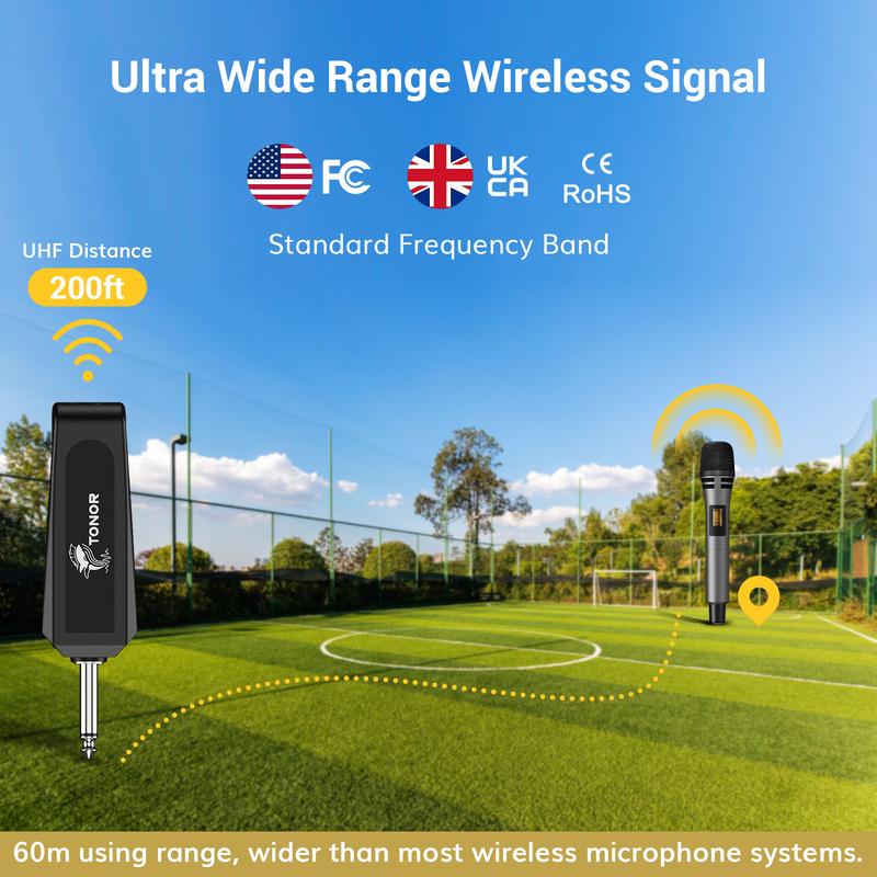 TONOR TW320/TW630 Wireless Microphones with UHF Dual Karaoke Microphone System, 15 Adjustable Channels, Cordless Design & Rechargeable Receiver