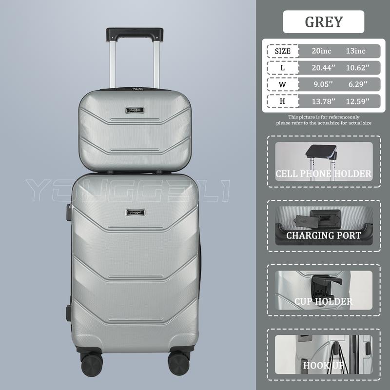 HOt 2025 multifunctional two-piece suitcase, YOUGGELl suitcasea must-have for going out, carry-on suitcase 20 inch+ 13inch /360° universal wheels, cup holder suitcase, chargingport suitcase unisex /business trip / travel /school must-have #outdoorfun