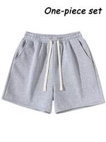 Men's Plain Drawstring Waist Shorts, Basic Casual Sporty Running Pants for Daily Wear and Exercise, Moderate Fabric, Fitted Style Summer Sports Shorts