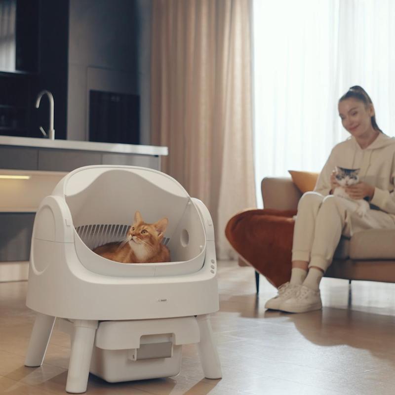PetPivot AutoScooper 11 Open-Top Self-Cleaning Cat Litter Box,Odor-Free Waste Disposal includes Trash Bags
