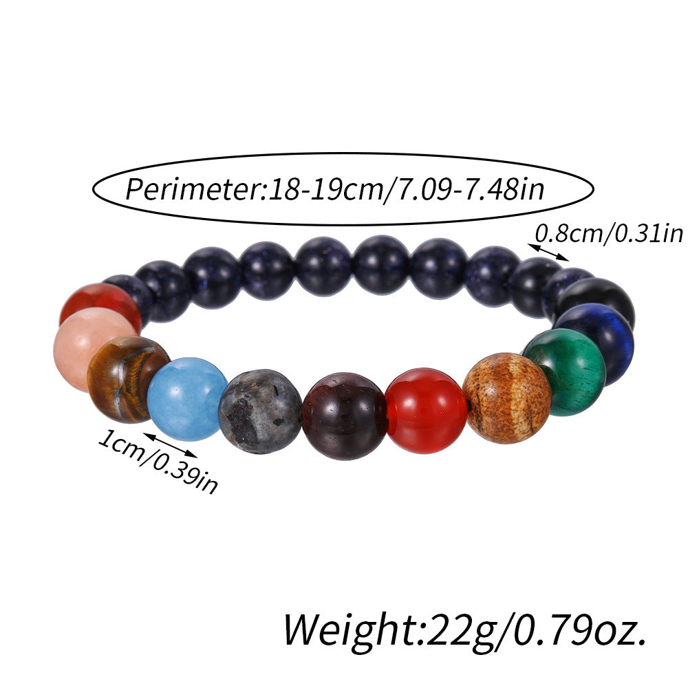 Universe galaxy crystal bracelet with solar system gemstone beads