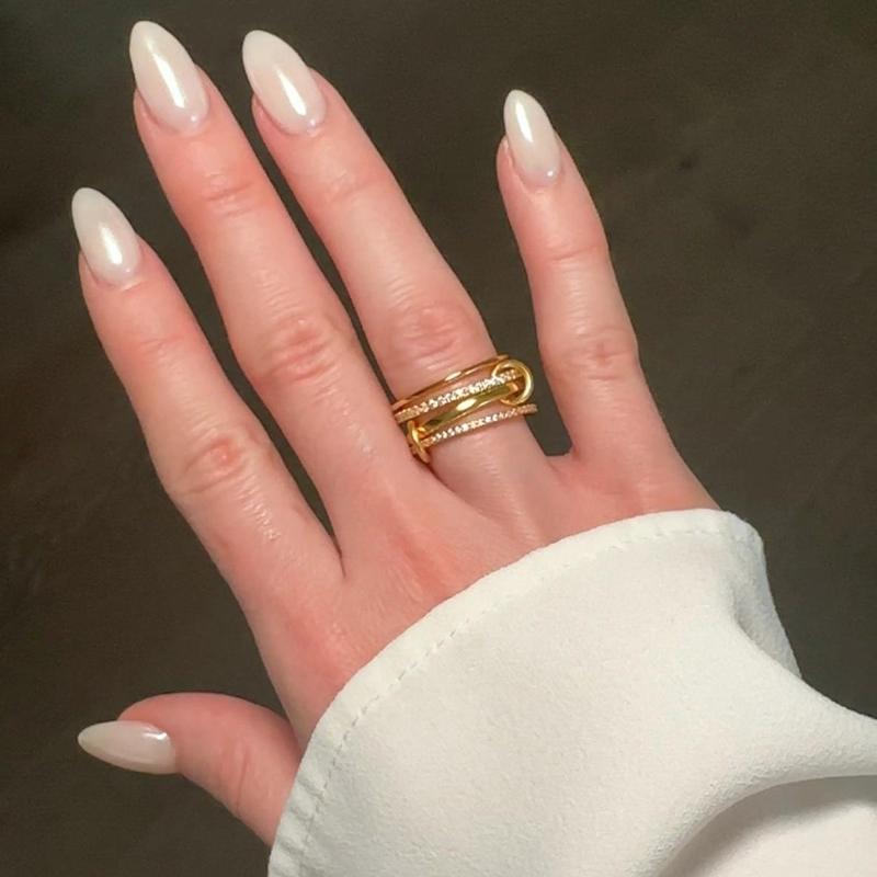 Tewiky Gold Interlocked Stackable Rings for Women - Statement Multi Ring Mixed Metals Stack - Cubic Zirconia Two-Toned Stacking Jewelry