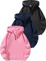 Men's Solid Zip Up Hoodie, Casual Loose Long Sleeve Hooded Sweatshirt for Daily Wear, Men's Clothes for All Seasons