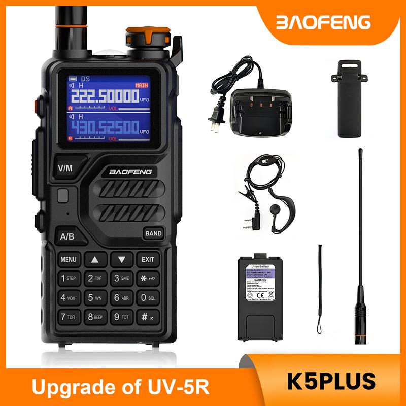 BAOFENG Radio K5PLUS 10W Max Power Long Range Handheld Ham Radio, Rechargeable Walkie Talkie Long Range Two Way GMRS Radio with NOAA Weather Alert Copy Frequency USB-C Charginng Emergency Survival Gear Audio