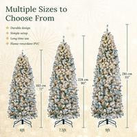 【Led Light】Yaheetech Pre-lit Artificial Christmas Tree with Incandescent Warm White Lights, Snow Flocked Full Prelighted Xmas Tree Foldable Stand Decor Decoration Ornaments