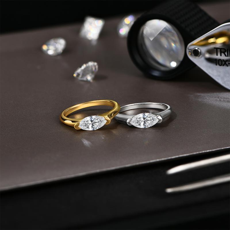 1CT Marquise Shape Synthetic Moissanite Ring 925 Sterling Silver Rings Daily Wear Birthday Present Fine Jewelry R135