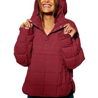 UANEO Womens Oversized Hooded Puffer Jacket Lightweight Pullover Hoodies Quilted Dolman Long Sleeve Warm Winter Coat