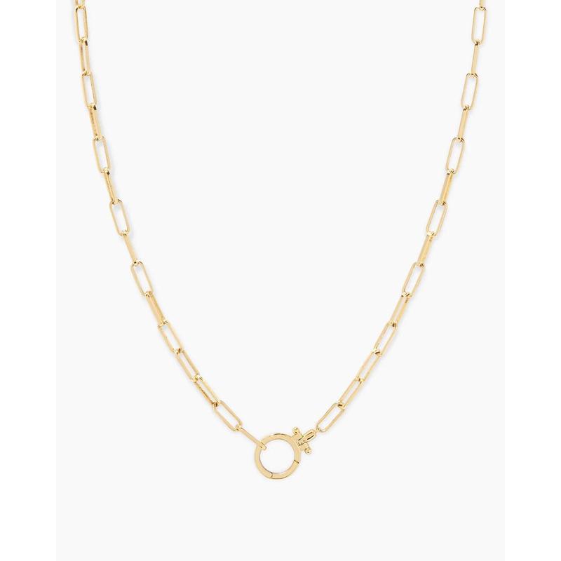 gorjana – Parker Necklace – 18K Gold-Plated Paperclip Chain – Timeless & Customizable Jewelry – Elegant Foundation for Layered Looks