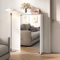 SULIVES Marble Shoe Cabinet: Elegant veneer finish, exquisite metal handles, and breathable semi-open design ensure enhanced air circulation for dryness, hygiene, and a modern aesthetic.
