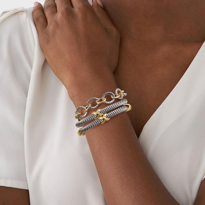 Mytys 5Pcs Women’s Cuff Bracelet Set – Elegant Two-Tone Bangles, Perfect Gift Stylish Jewelry Trendy Fashionable Accessories