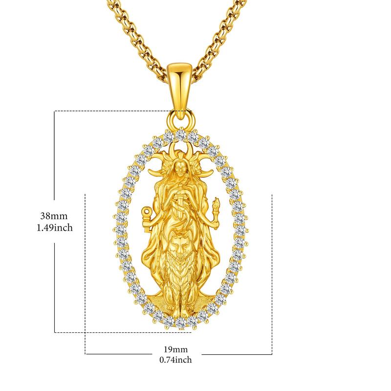 Audinceed Hecate's Key S925 Sterling Silver Moonstone Necklace, Witchtok Collection, Hekate Triple Moon Goddess Pagan Wiccan Magic Silver Necklace Pendant Protection Blessed Amulet Jewelry Gift for Women Men
