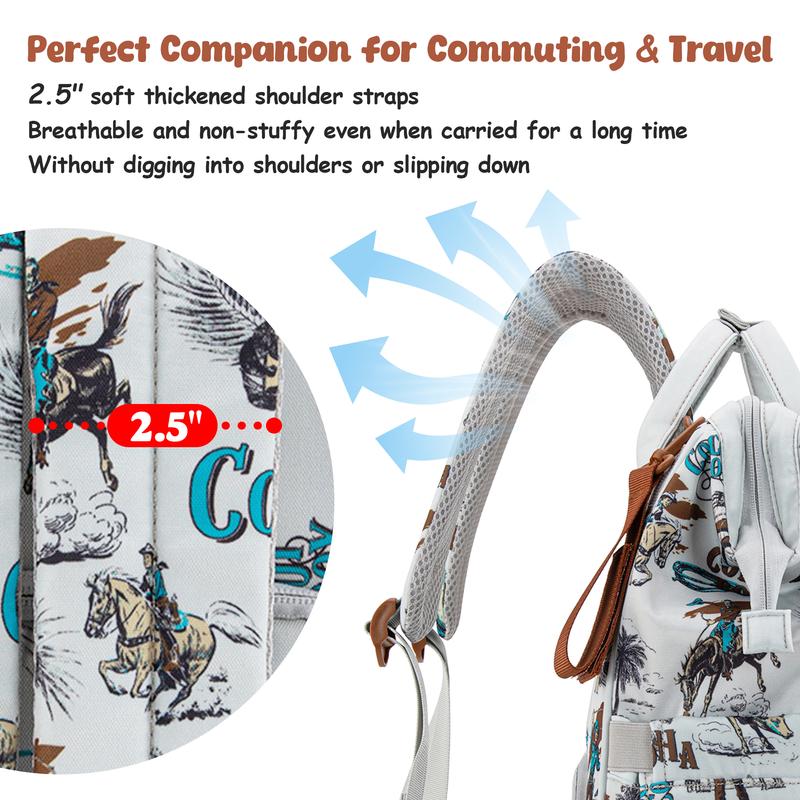Wrangler WildWest Travel Backpack with Side Wipes Pocket, Waterproof Pocket, Large Capacity Carry On Diaper Backpack for Work, Travel, School, Hiking