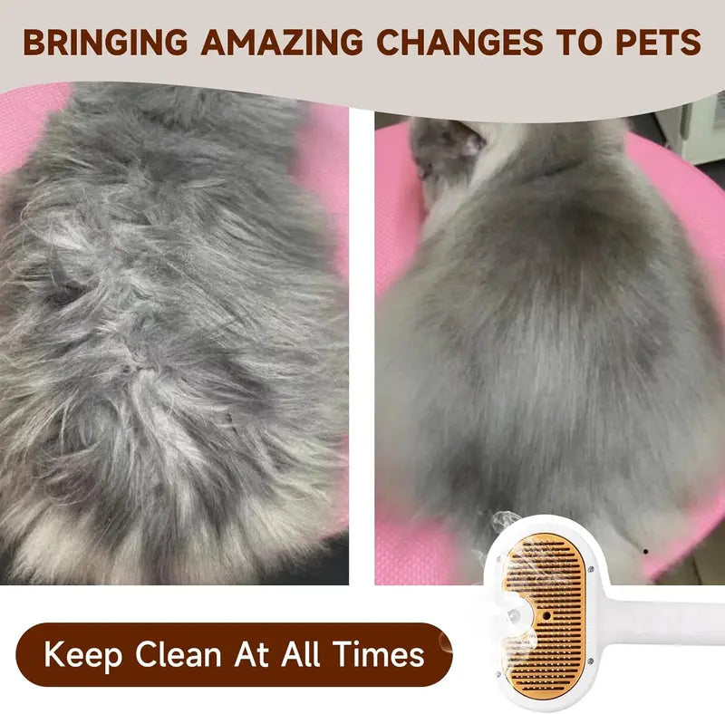 GROOMTECH Pet Steam Brush for Home Grooming – 3-in-1 Deshedding Comb, Self-Cleaning