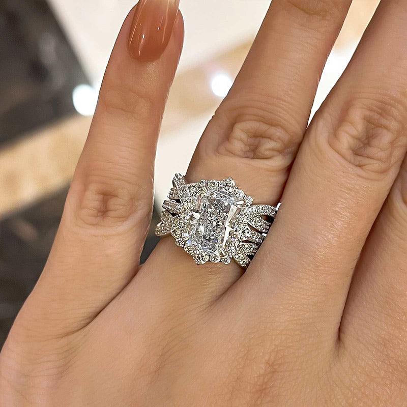 Maxine Vintage 3.0ct Radiant Cut Insert Engagement Ring Set,Bridal Ring Set,5A Cubic Zirconia Women's Ring Jewelry,Wedding Ring Set for Daily,Travel,Proposal,Birthday,Anniversary