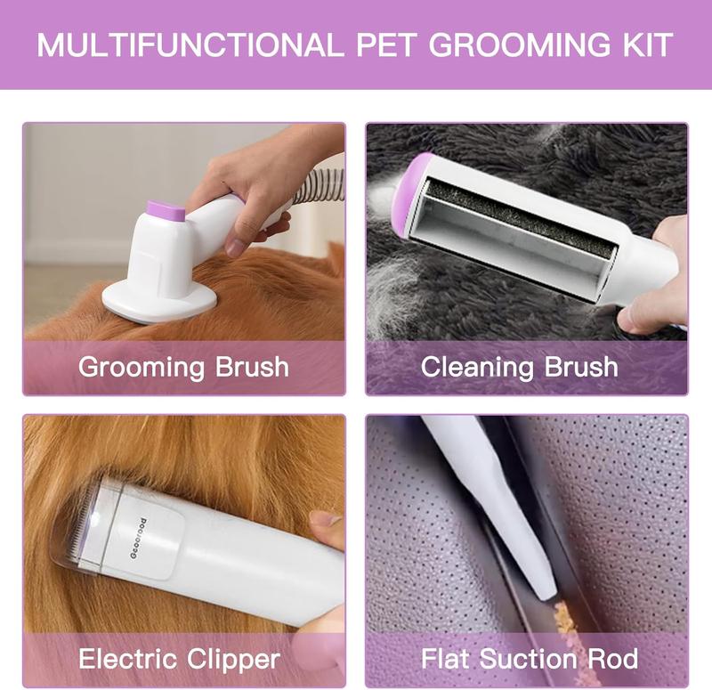 Dog Grooming Vacuum Kit, Pet Grooming Vacuum with Clipper Nail Grinder, 2.5L Dust Cup Dog deshedding Vacuum Brush with 4-6 Pet Grooming Tools for Shedding Pet Hair, Home Cleaning ##TikTokShopBacktoSchool