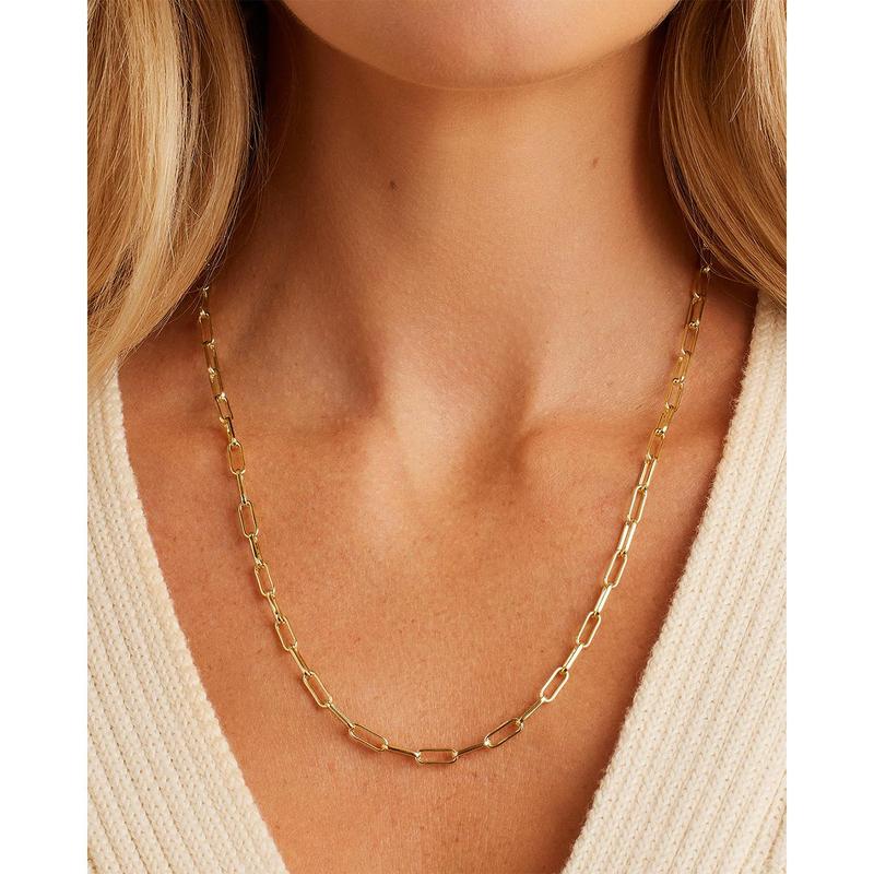 gorjana – Parker Necklace – 18K Gold-Plated Paperclip Chain – Timeless & Customizable Jewelry – Elegant Foundation for Layered Looks