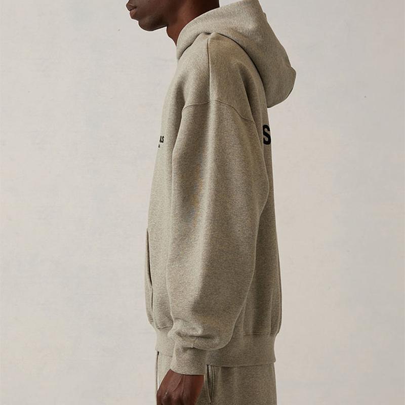 Fear of God Essentials Hoodie Dark Oatmeal Streetwear Graphic Casual Relaxed Cozy Relaxed Man Top Modern Autumn Basic Comfort Sweatshirt Long Sleeve Menswear Oversized Stylish Pullover