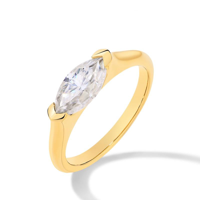 1CT Marquise Shape Synthetic Moissanite Ring 925 Sterling Silver Rings Daily Wear Birthday Present Fine Jewelry R135