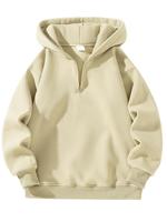Men's Solid Zip Up Hoodie, Casual Loose Long Sleeve Hooded Sweatshirt for Daily Wear, Men's Clothes for All Seasons