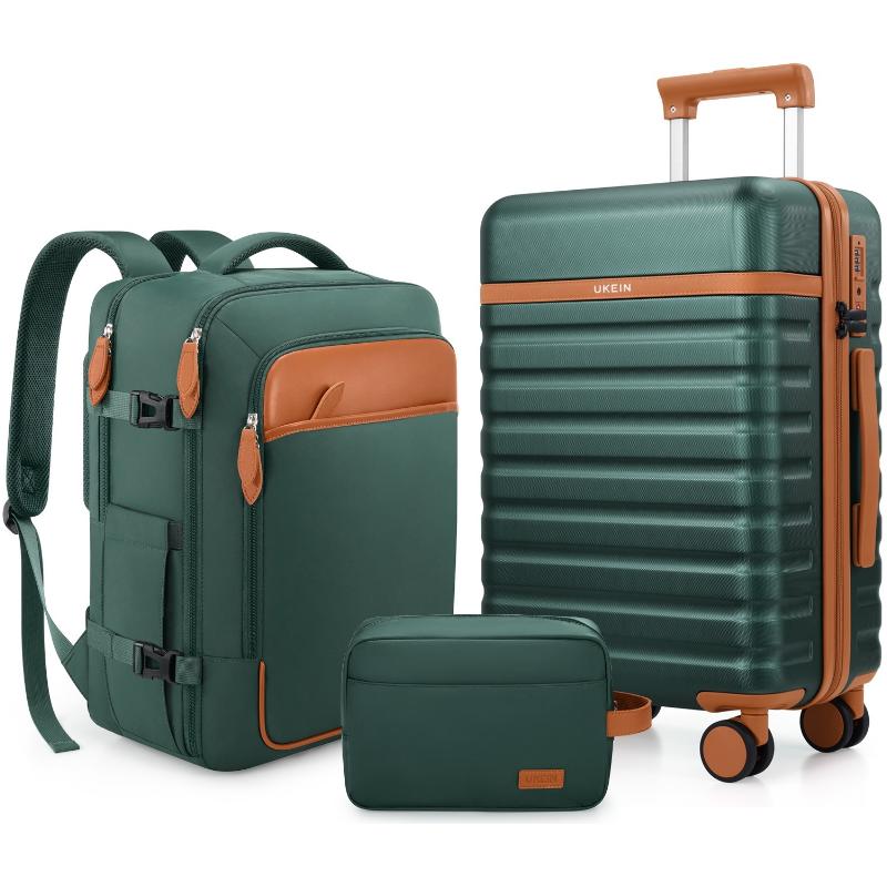 UKEIN Luggage Sets 3 Piece, Carry On Luggage 20 Inch With Spinner Wheels, PC Hardside School Luggage Set with TSA Lock, Durable Carry On Suitcase With Travel Backpack for Men Women TikTokShopBacktoSchool