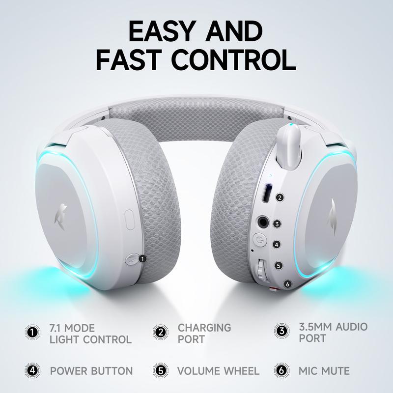 Picun G2 Gaming Headset Version 5.3 7.1 Surround Sound 5ms Low Latency ENC Microphone for PC PS4 PS5 for PC Laptop