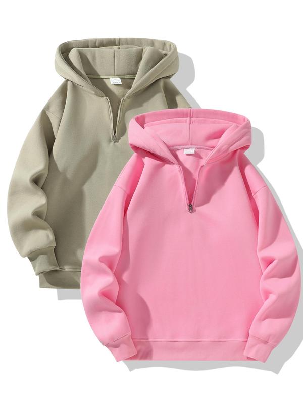 Men's Solid Zip Up Hoodie, Casual Loose Long Sleeve Hooded Sweatshirt for Daily Wear, Men's Clothes for All Seasons