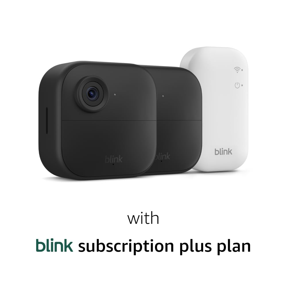 Blink Outdoor 4 (newest model) – Wireless smart security camera, two-year battery life, 1080p HD day and infrared night live view, two-way talk. Sync Module Core included – 2 camera system