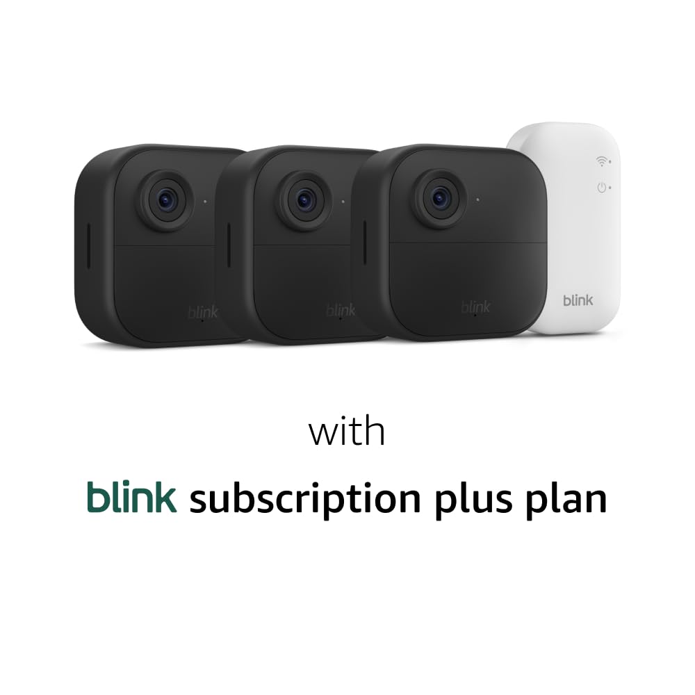 Blink Outdoor 4 (newest model) – Wireless smart security camera, two-year battery life, 1080p HD day and infrared night live view, two-way talk. Sync Module Core included – 2 camera system