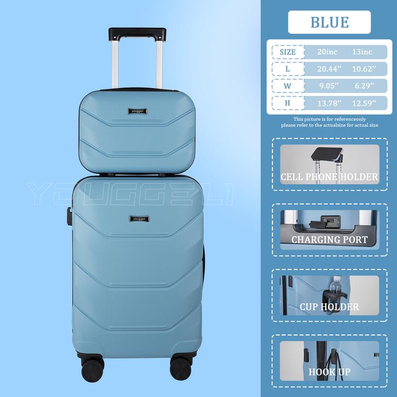 HOt 2025 multifunctional two-piece suitcase, YOUGGELl suitcasea must-have for going out, carry-on suitcase 20 inch+ 13inch /360° universal wheels, cup holder suitcase, chargingport suitcase unisex /business trip / travel /school must-have #outdoorfun