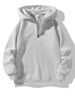 Men's Solid Zip Up Hoodie, Casual Loose Long Sleeve Hooded Sweatshirt for Daily Wear, Men's Clothes for All Seasons