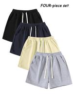 Men's Plain Drawstring Waist Shorts, Basic Casual Sporty Running Pants for Daily Wear and Exercise, Moderate Fabric, Fitted Style Summer Sports Shorts