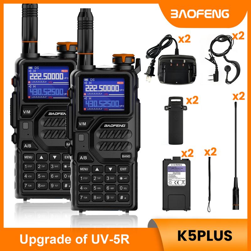 BAOFENG Radio K5PLUS 10W Max Power Long Range Handheld Ham Radio, Rechargeable Walkie Talkie Long Range Two Way GMRS Radio with NOAA Weather Alert Copy Frequency USB-C Charginng Emergency Survival Gear Audio