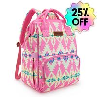 Wrangler WildWest Travel Backpack with Side Wipes Pocket, Waterproof Pocket, Large Capacity Carry On Diaper Backpack for Work, Travel, School, Hiking
