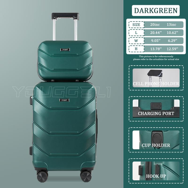 HOt 2025 multifunctional two-piece suitcase, YOUGGELl suitcasea must-have for going out, carry-on suitcase 20 inch+ 13inch /360° universal wheels, cup holder suitcase, chargingport suitcase unisex /business trip / travel /school must-have #outdoorfun