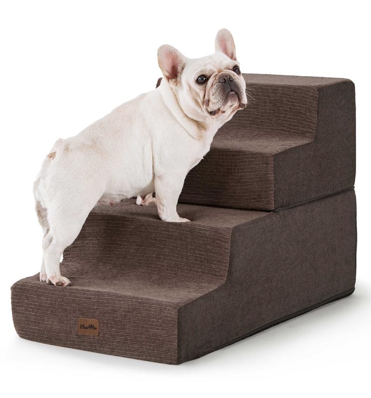 Extra Wide Dog Stairs for High Bed Couch Sofa 35D Foam Pet Steps for Small Dogs and Cats Non-Slip Bottom Pet Stairs Home 4-Step 16" x 18" x 28"