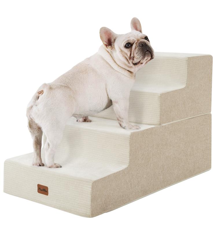 Extra Wide Dog Stairs for High Bed Couch Sofa 35D Foam Pet Steps for Small Dogs and Cats Non-Slip Bottom Pet Stairs Home 4-Step 16" x 18" x 28"