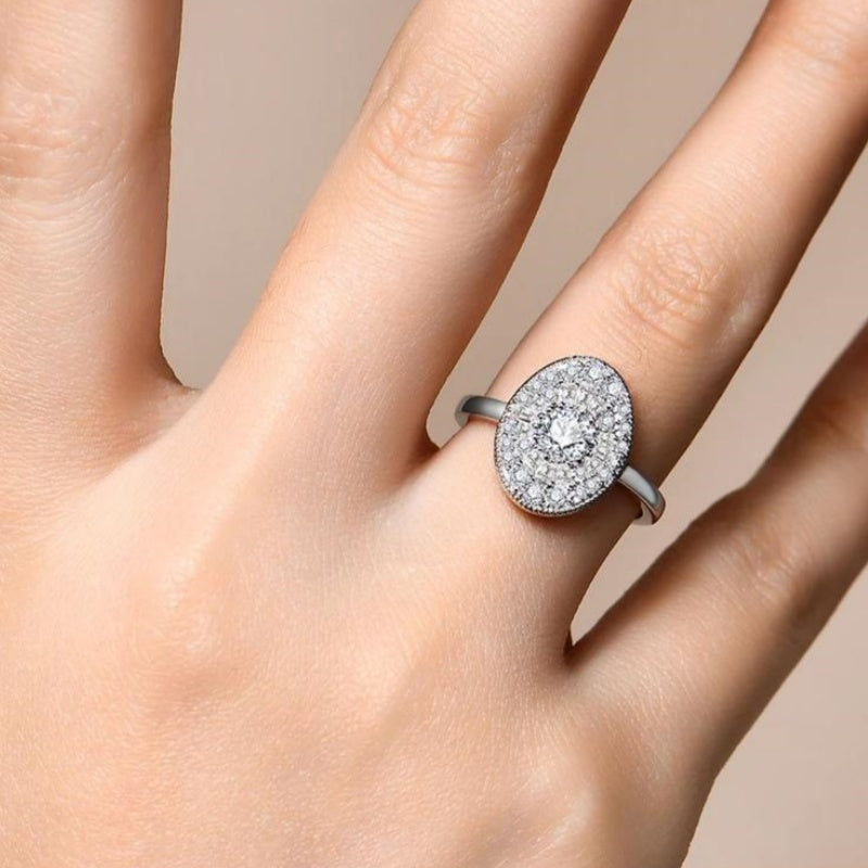 D/VVS1 Round Shape All Synthetic Moissanite Ring for Women Engagement Fine Jewelry Gift R111