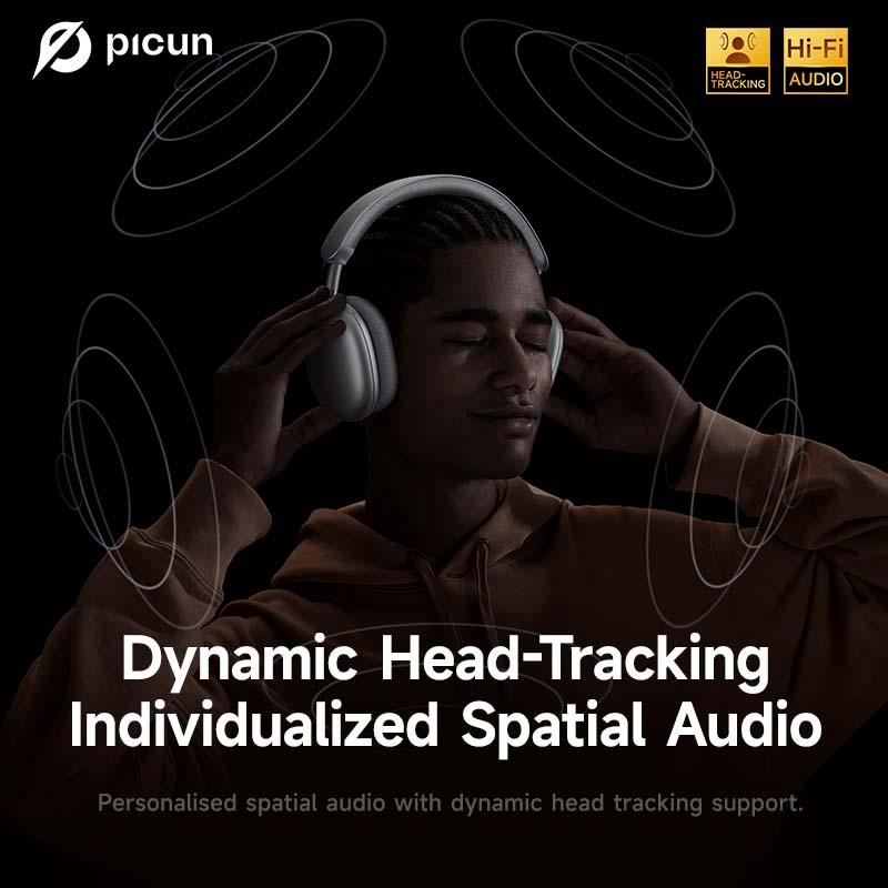 Picun F8 Pro Wireless Headphones - 52dB Noise Cancellation, 5 Smart ENC Mics, Detachable Fabric Ear Cushions, 140 Hour Standby, Seamless Dual Device Connection for All-Day Use and Boosted Productivity