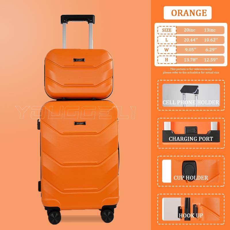 HOt 2025 multifunctional two-piece suitcase, YOUGGELl suitcasea must-have for going out, carry-on suitcase 20 inch+ 13inch /360° universal wheels, cup holder suitcase, chargingport suitcase unisex /business trip / travel /school must-have #outdoorfun
