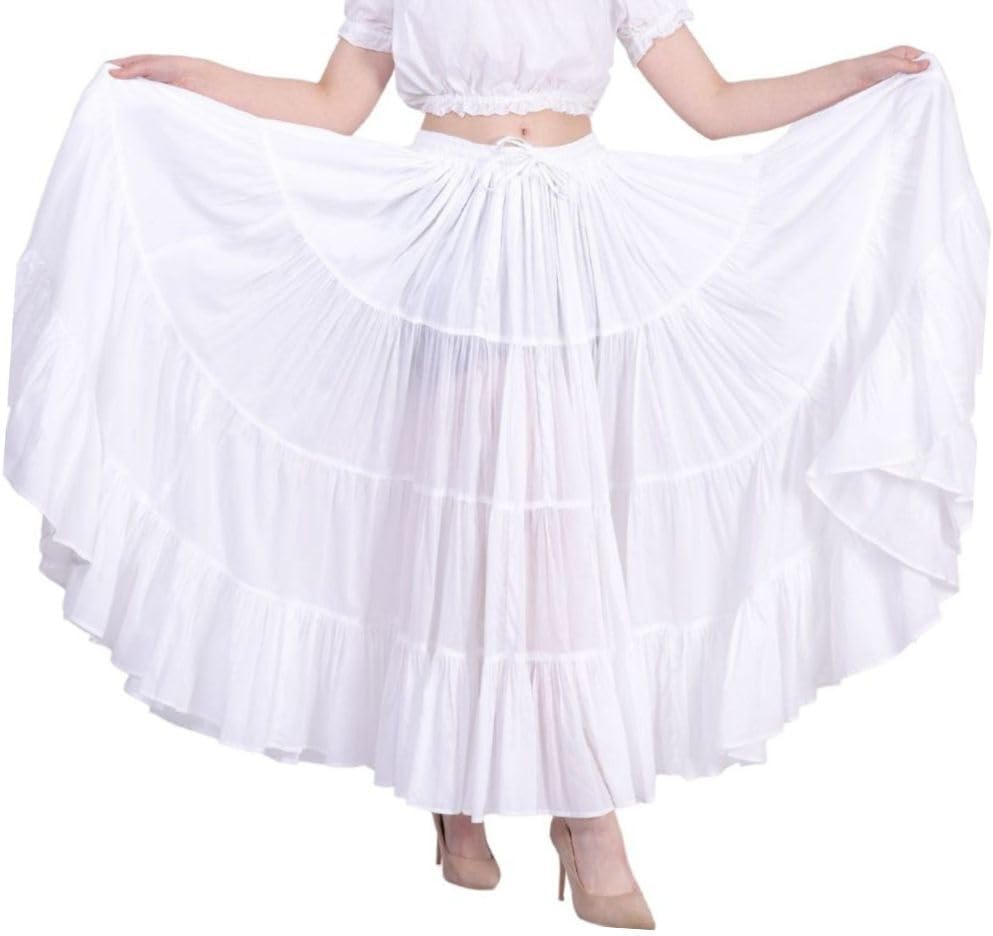 Wevez Women's Gypsy 25 Yard Solid Color Cotton Skirt