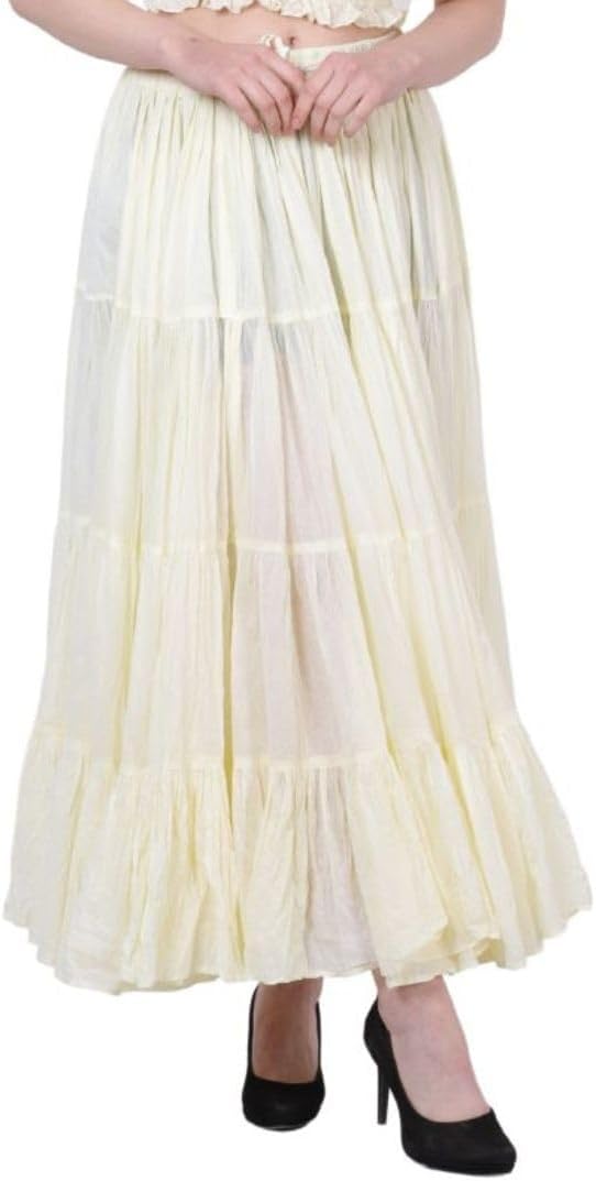 Wevez Women's Gypsy 25 Yard Solid Color Cotton Skirt