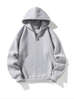 Men's Solid Zip Up Hoodie, Casual Loose Long Sleeve Hooded Sweatshirt for Daily Wear, Men's Clothes for All Seasons
