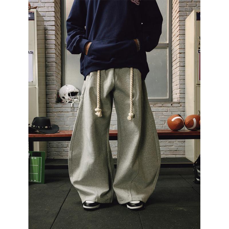 Aelfric Eden Baggy Wide Leg Pants for Women Casual Elastic Waist Lantern Trouser Sweatpants Womenswear Everyday Comfortable Nautical Rope Drawstring Unisex Fit 155-185cm