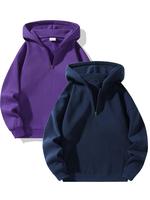 Men's Solid Zip Up Hoodie, Casual Loose Long Sleeve Hooded Sweatshirt for Daily Wear, Men's Clothes for All Seasons