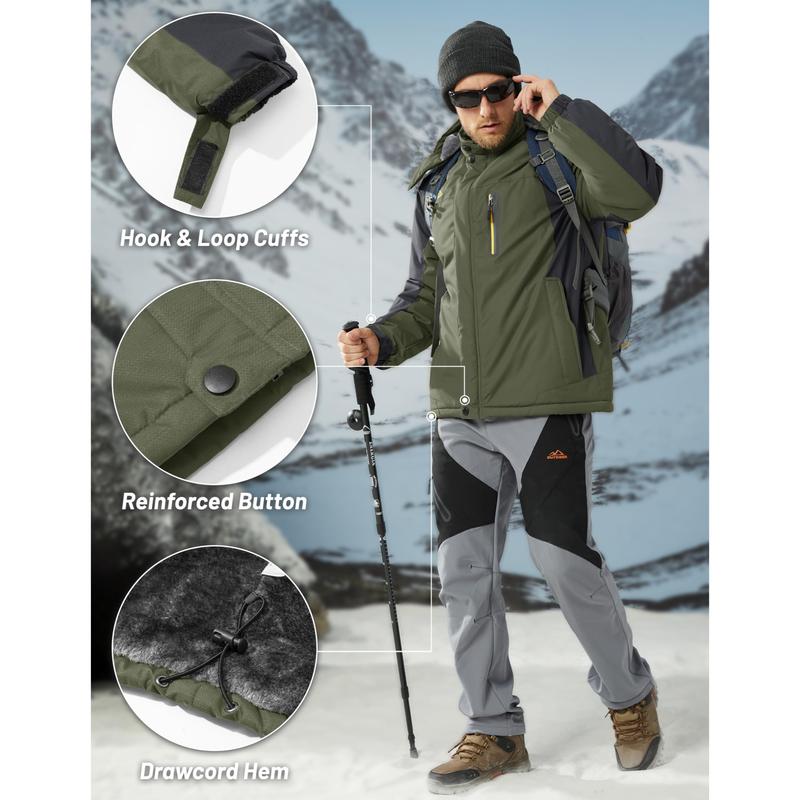 MAGCOMSEN Men's Winter Coats Water Resistant Snow Ski Jacket Fleece Lined Parka 4 Pockets