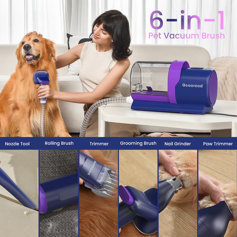 Dog Grooming Vacuum Kit, Pet Grooming Vacuum with Clipper Nail Grinder, 2.5L Dust Cup Dog deshedding Vacuum Brush with 4-6 Pet Grooming Tools for Shedding Pet Hair, Home Cleaning ##TikTokShopBacktoSchool