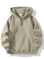 Men's Solid Zip Up Hoodie, Casual Loose Long Sleeve Hooded Sweatshirt for Daily Wear, Men's Clothes for All Seasons
