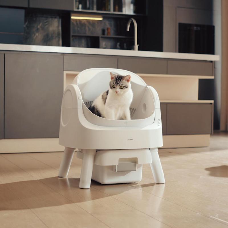 PetPivot AutoScooper 11 Open-Top Self-Cleaning Cat Litter Box,Odor-Free Waste Disposal includes Trash Bags