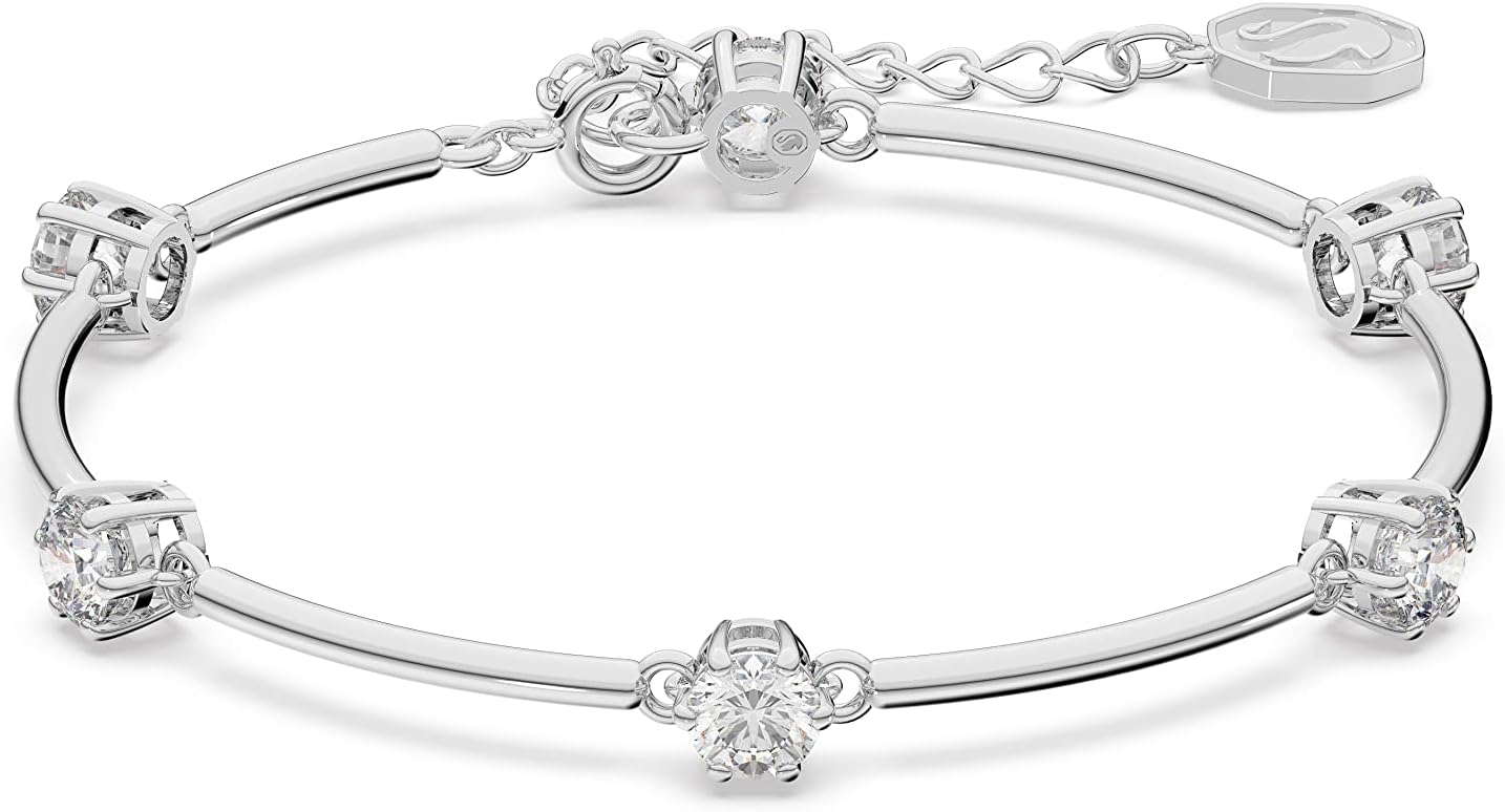 Swarovski Attract Necklace, Earring, and Bracelet Crystal Jewelry Collection, Rhodium Tone Finish